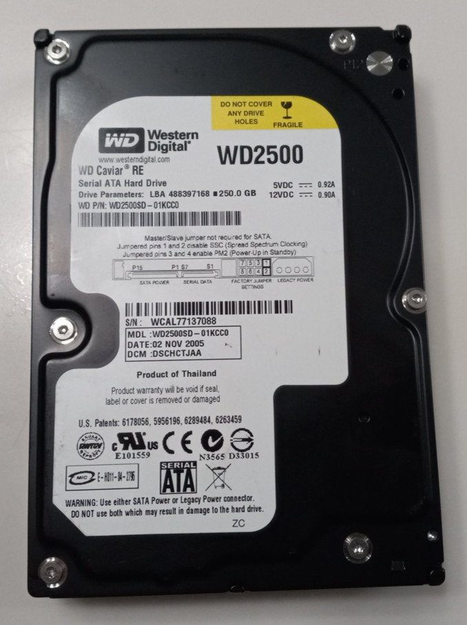 Western Digital WD2500SD-01KCC0  ~ 250gb ~ 7200rpm ~ 3.5" Sata Hard Drive