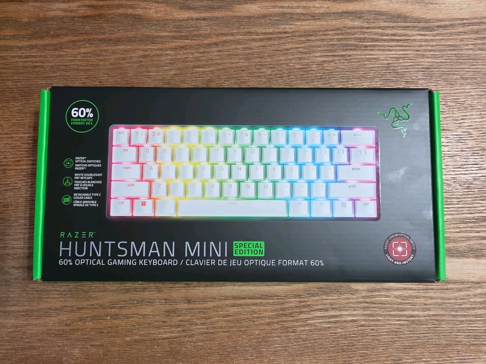 New Razer Huntsman Mini Gaming Keyboard White RGB 60% Optical USB-C New