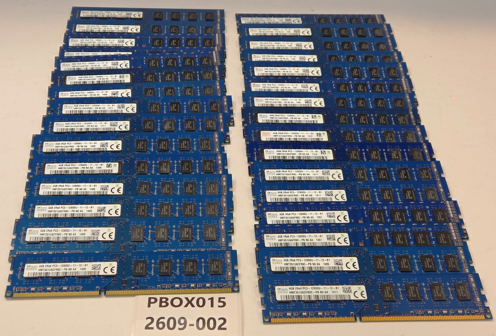 Lot of 31 SK Hynix 124GB (31x4GB) PC3-12800 1600MHz DT RAM HMT451U6BFR8A-PB