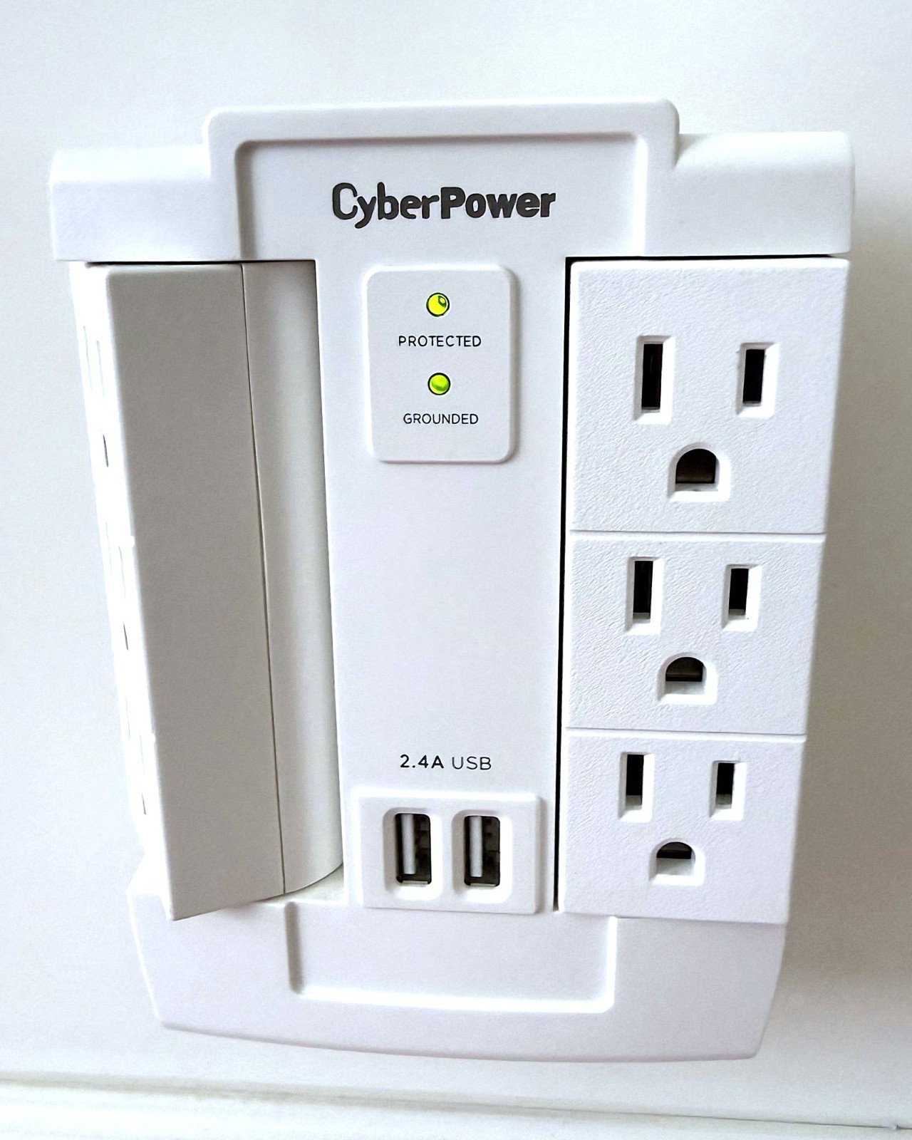CyberPower 6-Outlet 1200J Swivel Surge Protector 2 USB Chargers Wall Tap