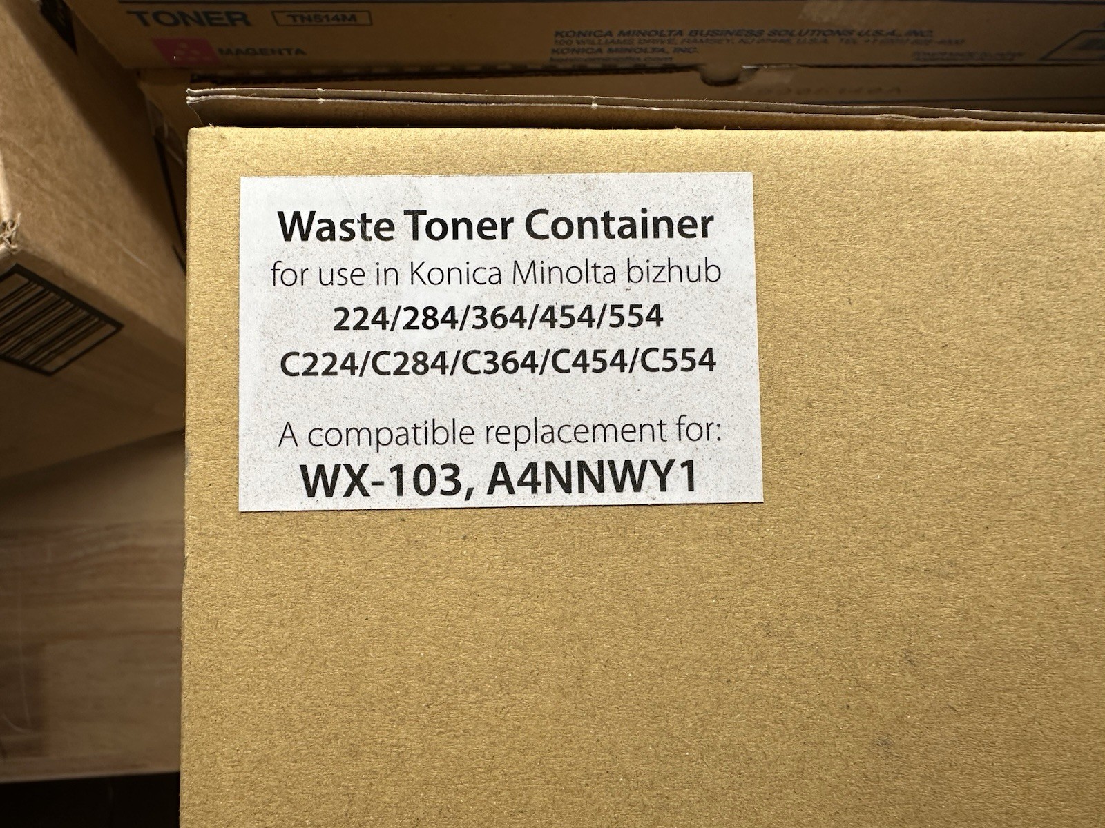 NEW Konica Minolta WX-103 Waste Toner Box For Bizhub C554,C454,C364,C284,C224