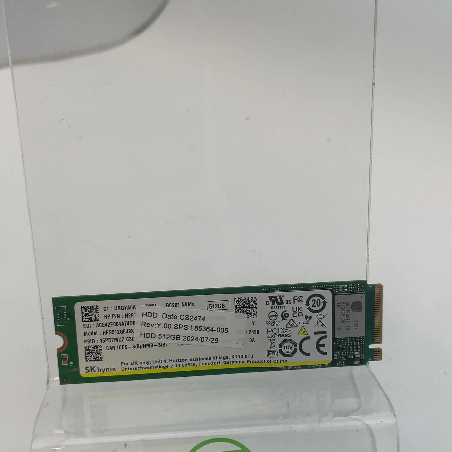 SK Hynix 2280mm HFS512GEJ9X 512GB M.2 NVMe Gen 4.0 x 4 SSD HPS512GEJ9X