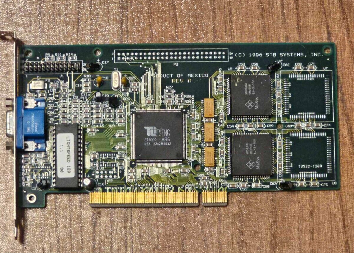 Retro Rare TSENG ET6000 LABS STB Lightspeed 128 PCI Video CARD 2MB MDRAM