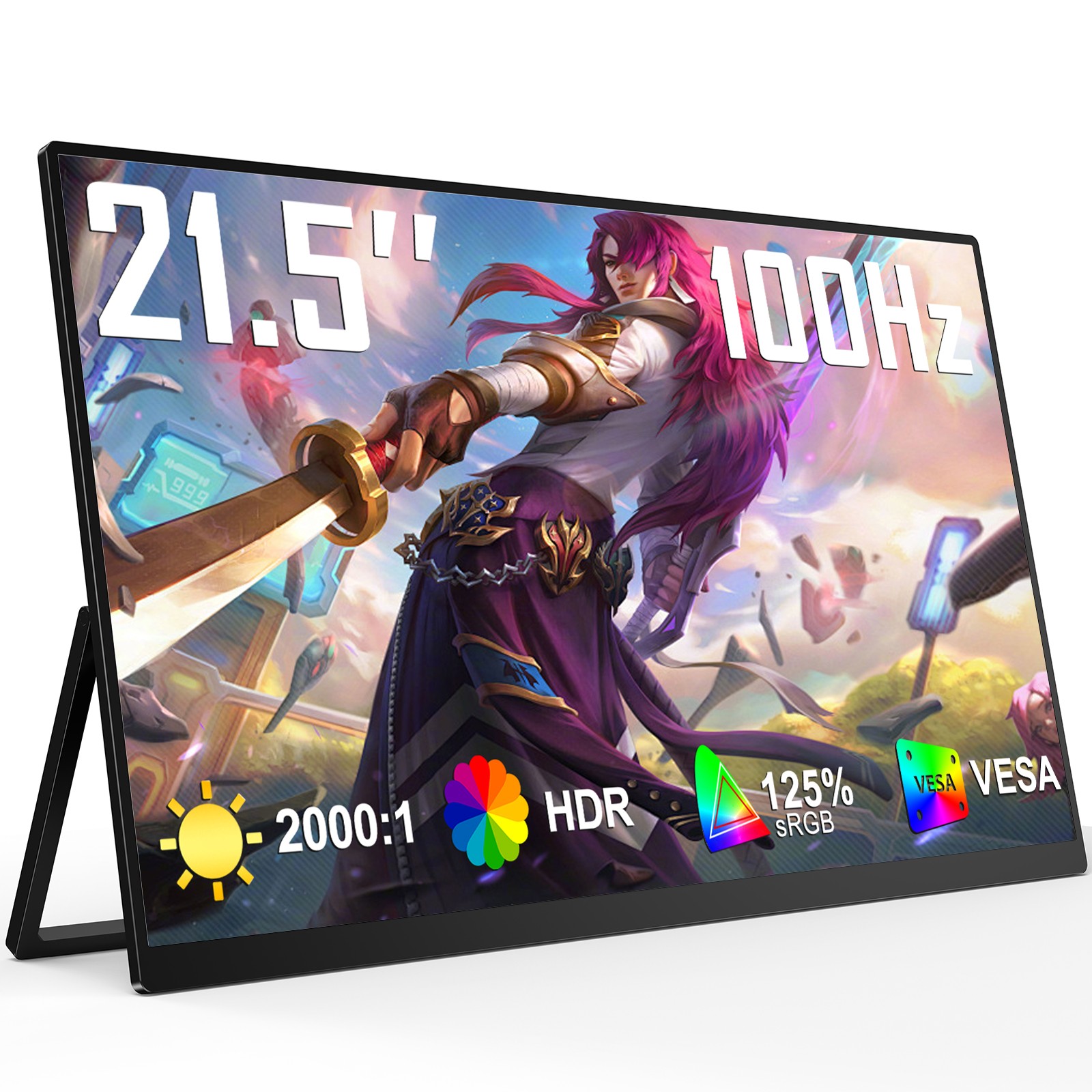 UPERFECT 21.5" 100Hz Portable Monitor 1080P 125% sRGB w/Stand & Speaker and VESA