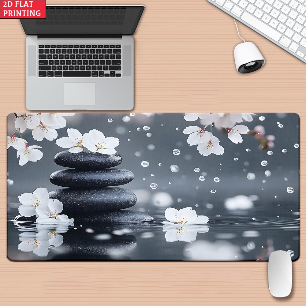 1pc Parzand Large XXL Zen Stone Desk Pad Suitable for Office & Gaming, Non-Sli