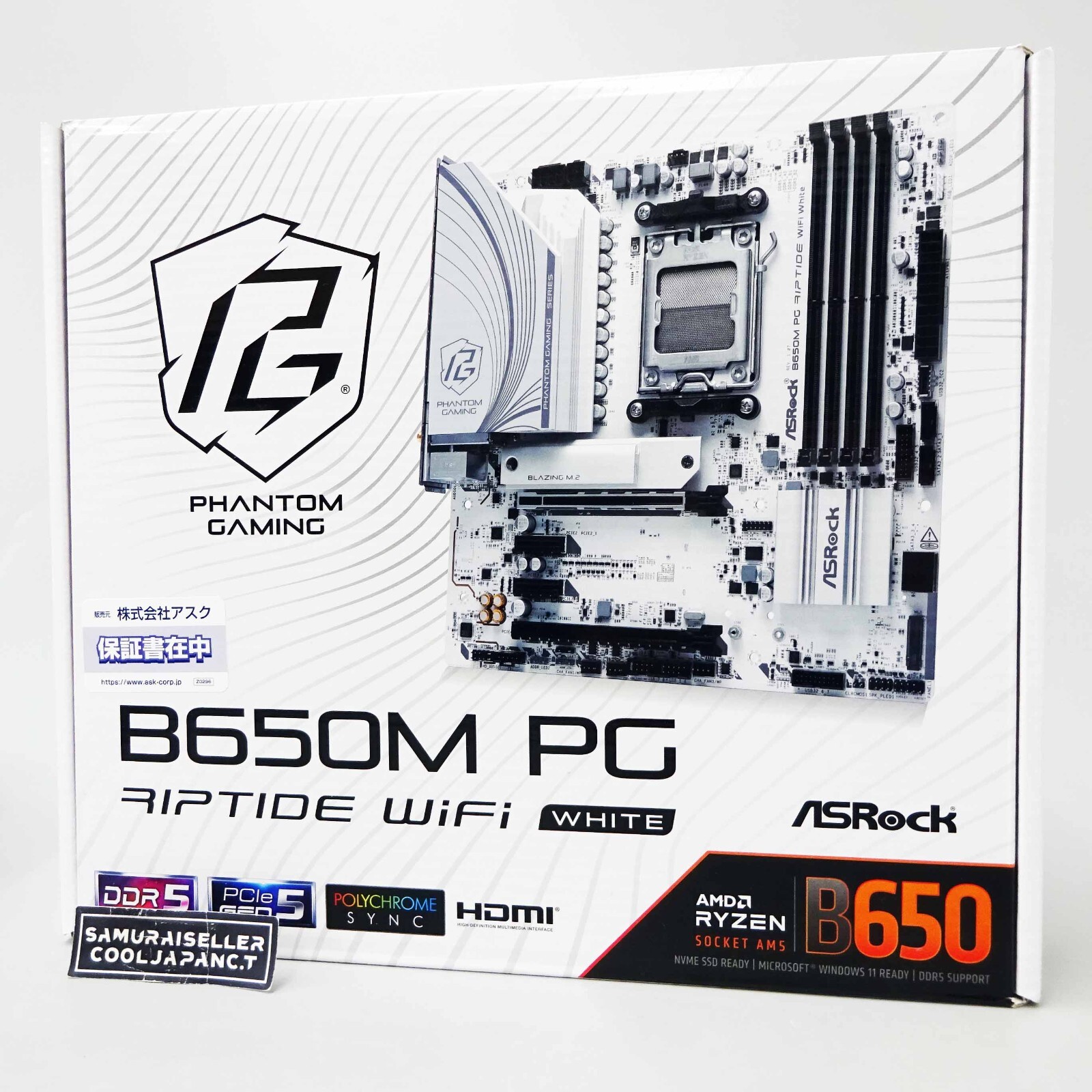 ASRock B650M PG RIPTIDE WIFI White AM5 Micro-ATX Motherboard, DDR5 Japan NEW