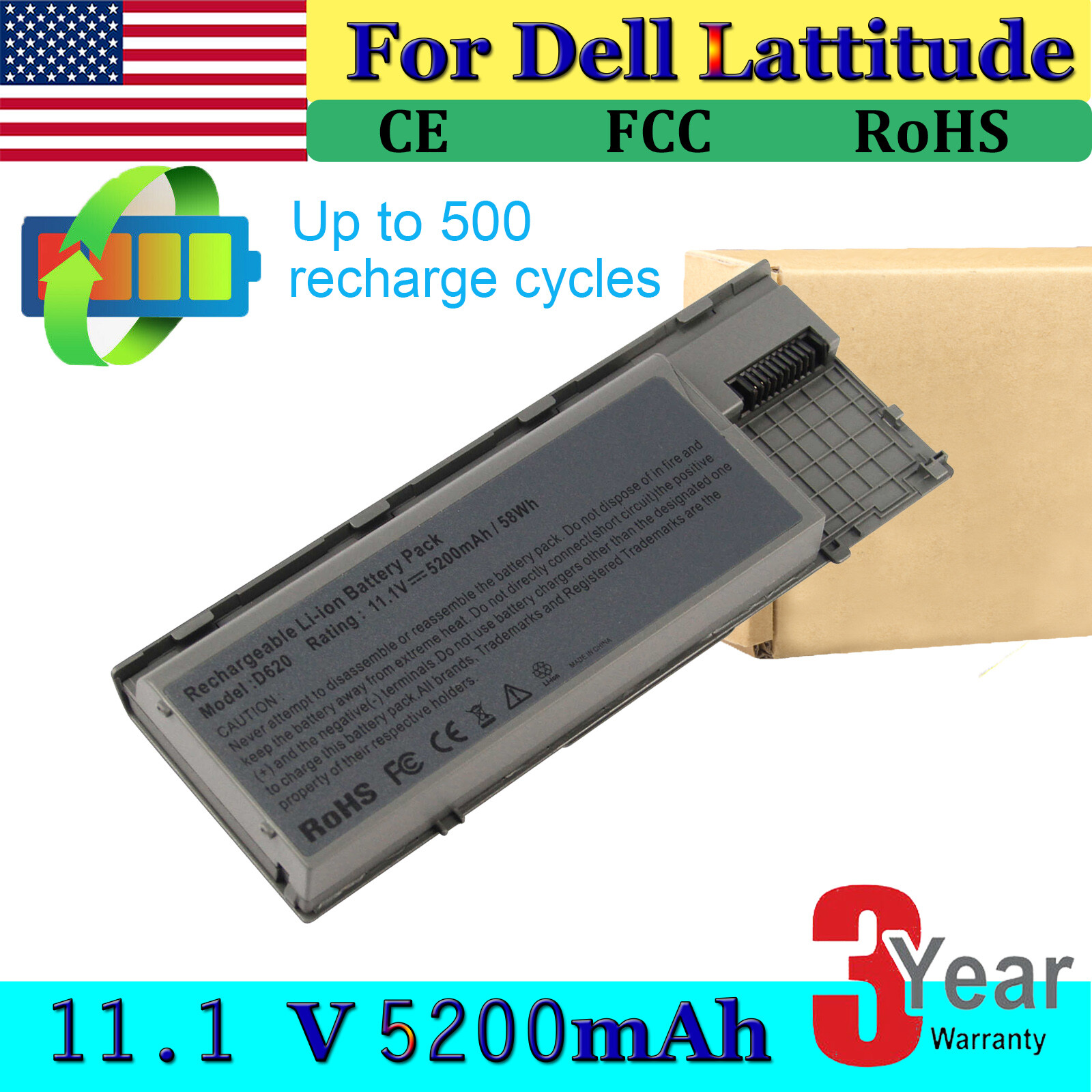 New Laptop Battery for Dell Latitude D620 D640 D630 JD616 TD117 TG226 RD301