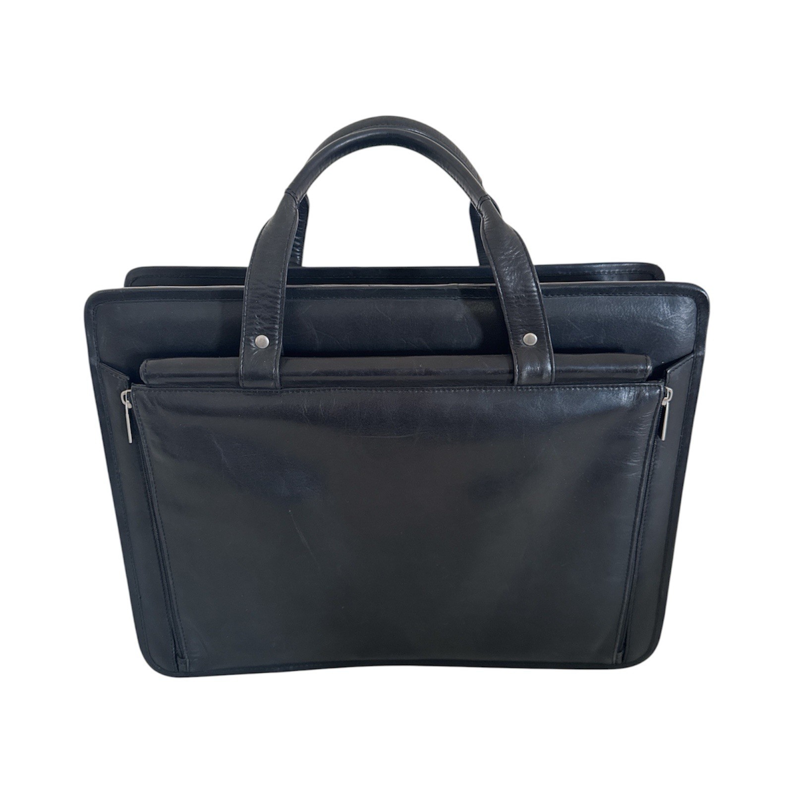 Wilsons Leather Pelle Studio Black Leather Briefcase Laptop Messenger Bag