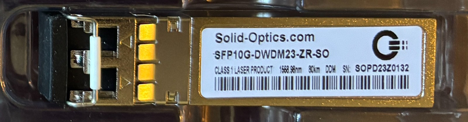 Solid Optics 10G DWDM (ch 23) SFP 80km transceiver for Cisco SFP10G-DWDM23-ZR-SO