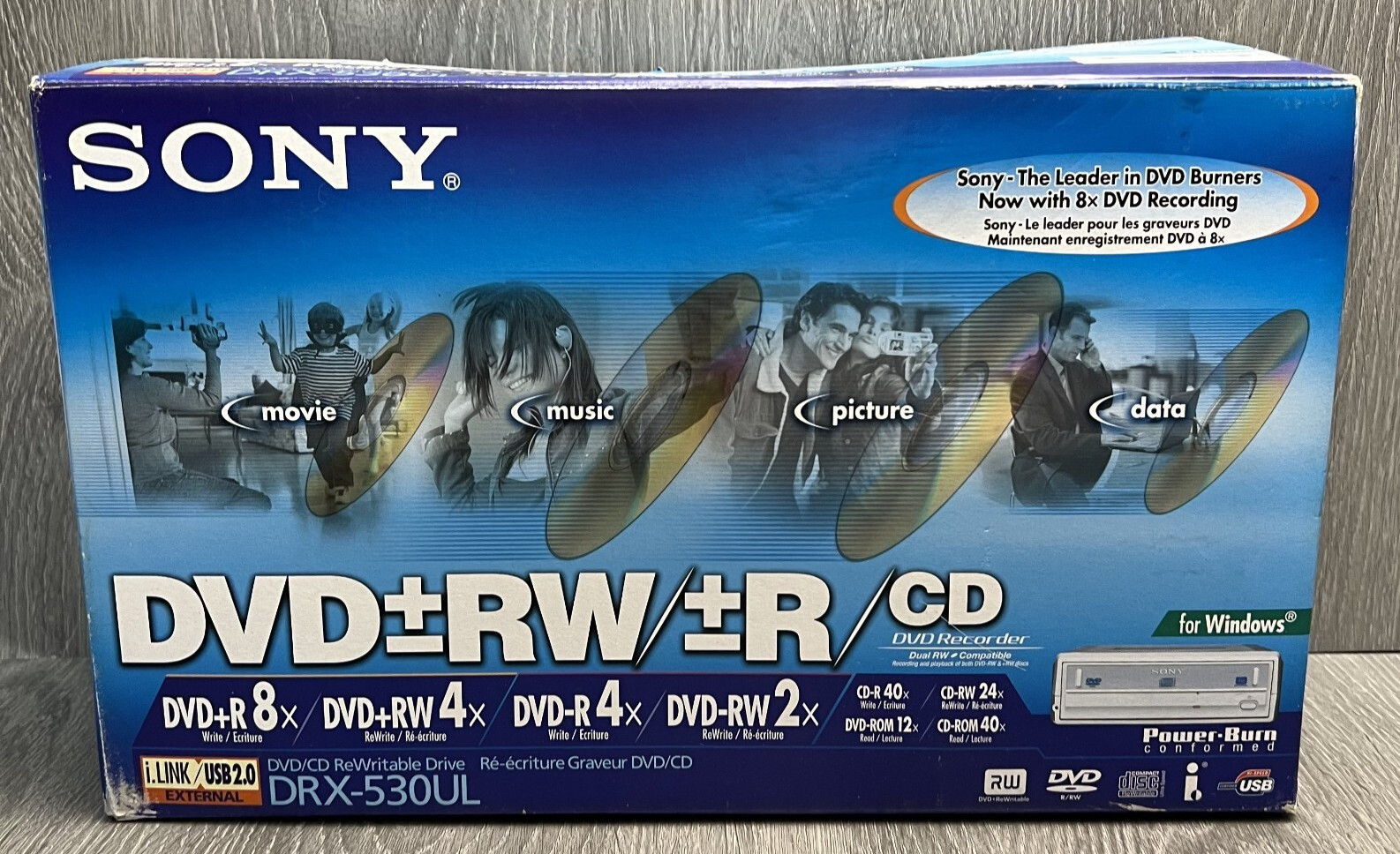 Sony DRX-530UL DVD RW R CD Rewritable Drive External USB 2.0 Vintage
