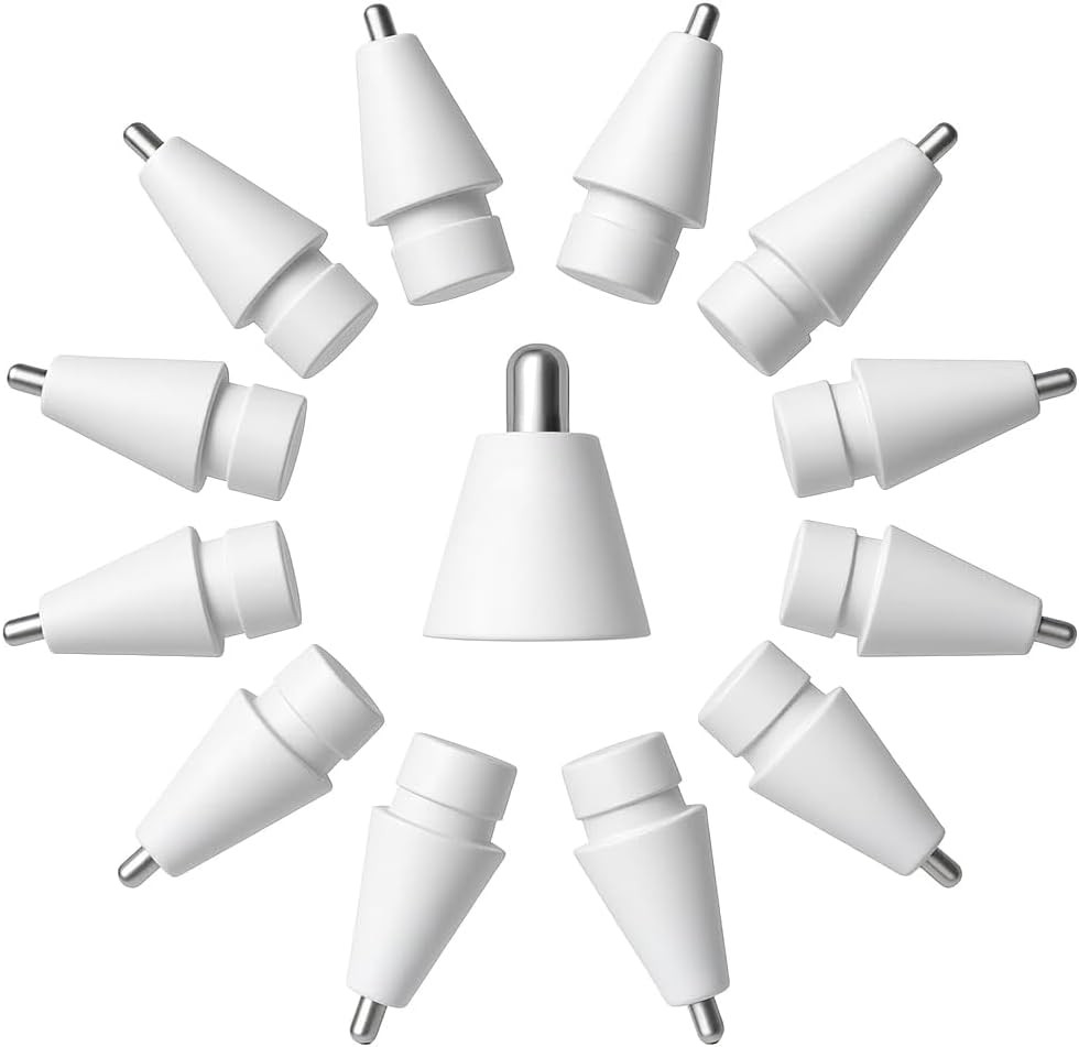 Replacement Tips for Apple Pencil, Palladium Plated Metal, 12-Pack
