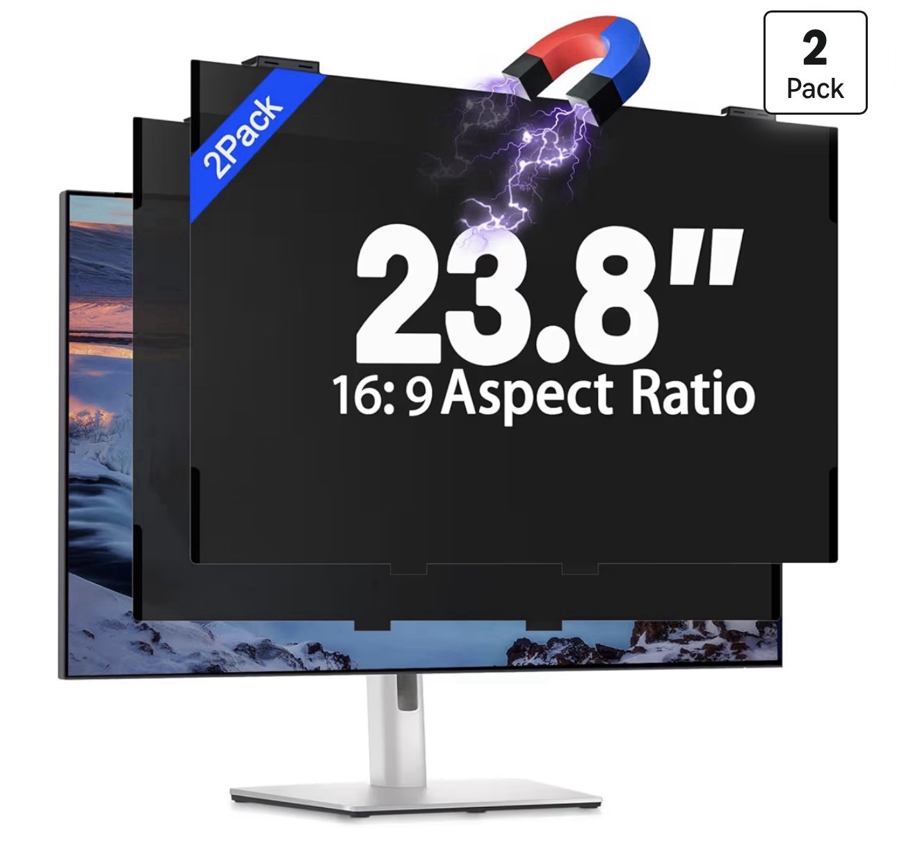 2 Pack 23.8 Inch Magnetic Computer Privacy Screen Filter for Monitor 16:9 Aspect