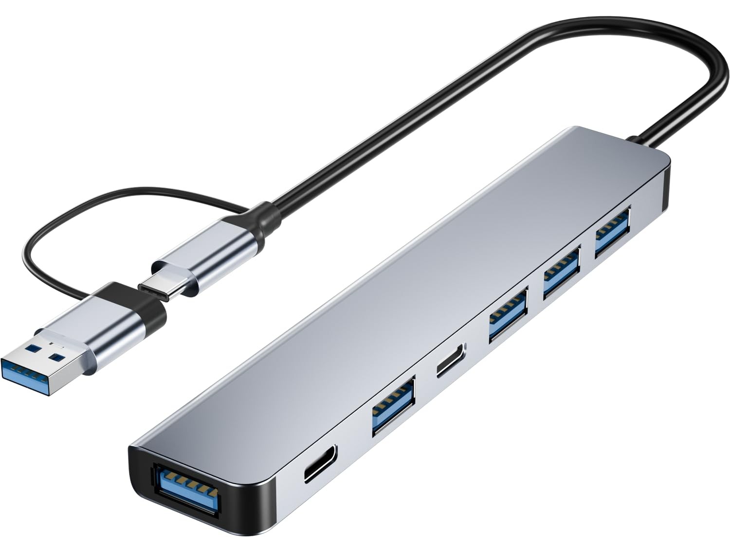 【Upgrade】 USB C/USB Hub, Aluminum 7 in 1 USB C & USB Hub with USB 3.0, USB 2....