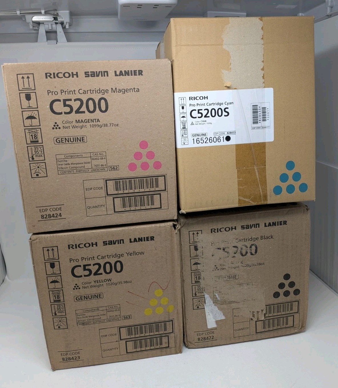 4 OEM Ricoh C5200,C5210 CMYK Pro Print Cartridges 828422, 828423, 828424, 828433