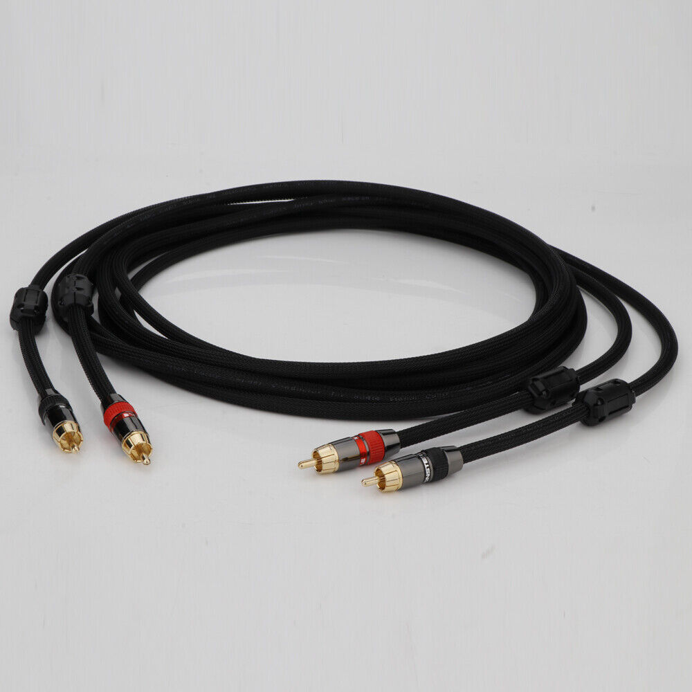 Pair Shielded OFC HiFi RCA Audio Cable With Gold Plated Signal Interconnect Cord