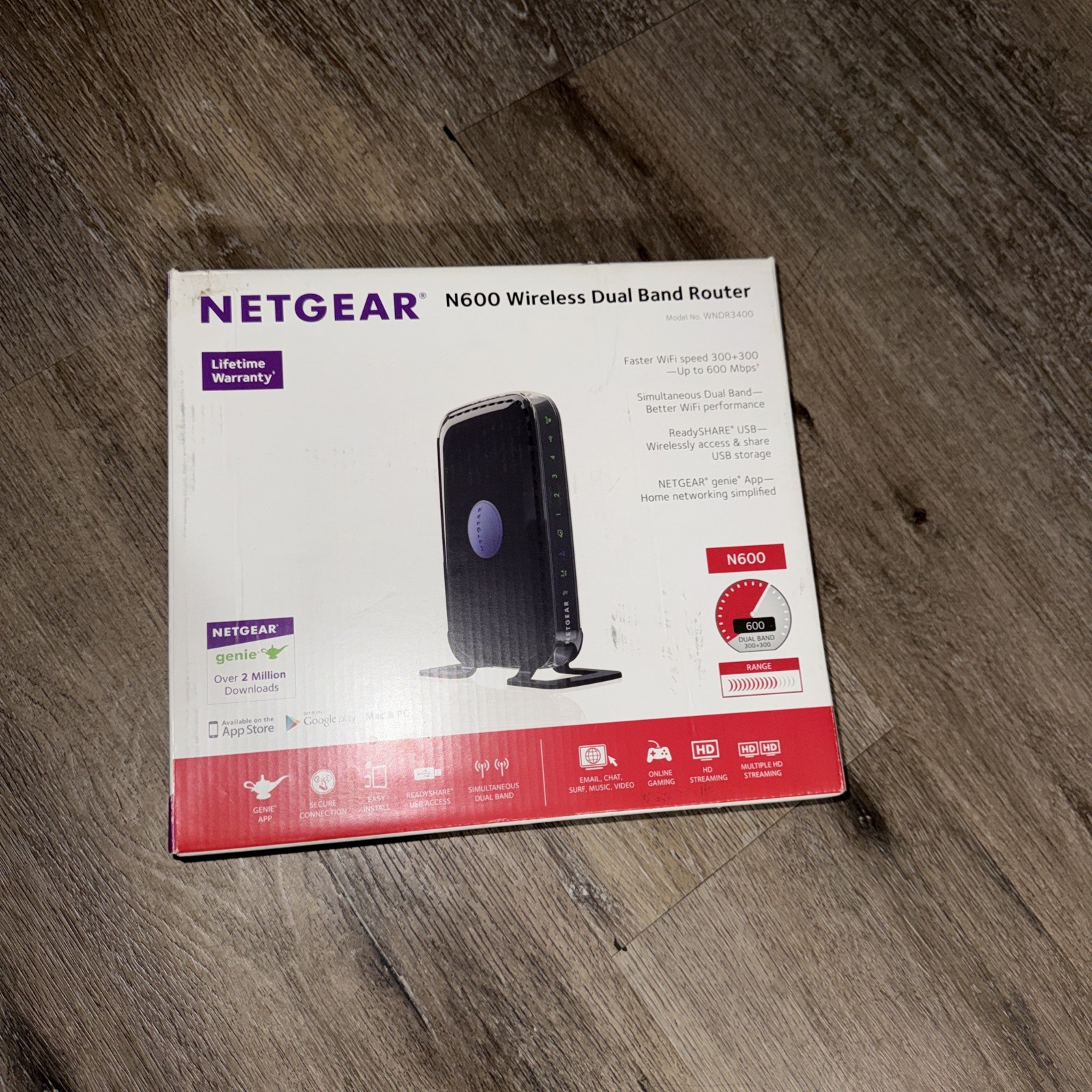 NEW  NETGEAR N600 Wireless Dual Band Wi-Fi Router WNDR3400 Open Box 