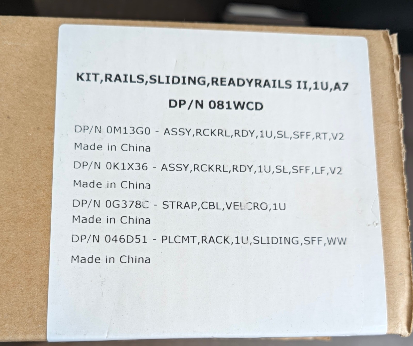 Dell 06RTCR 081WCD 1U Sliding ReadyRails II Rail Kit PowerEdge R620 R630 R320