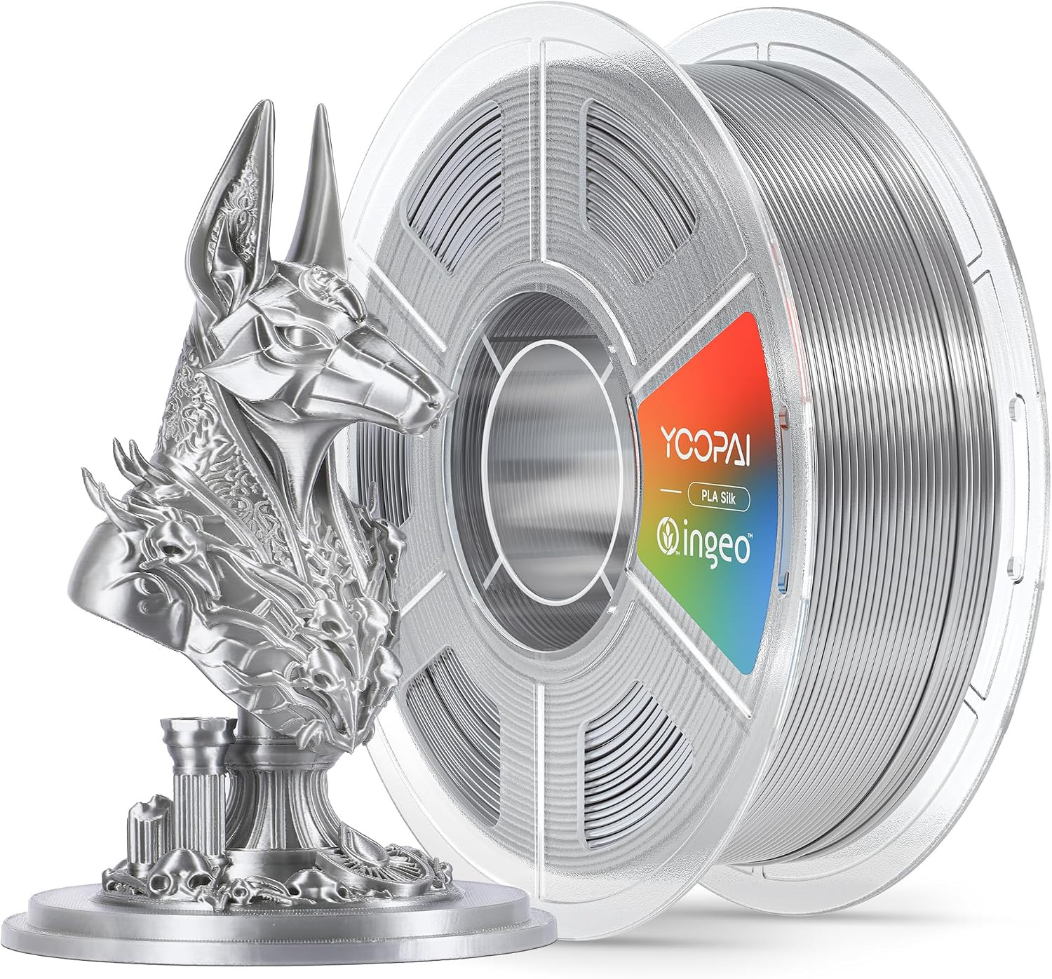 YOOPAI Silver Silk PLA Filament 1.75Mm, Luxury Chrome-Like Mirror Shine, Premium