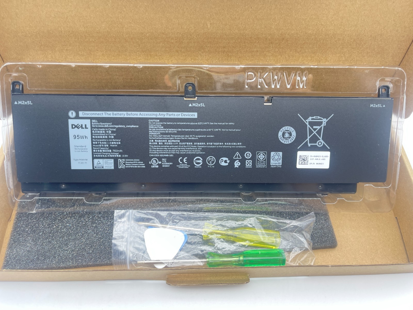 Original PKWVM 95Wh Battery For Dell Precision 7550 7560 7750 7760 CR72X 68ND3