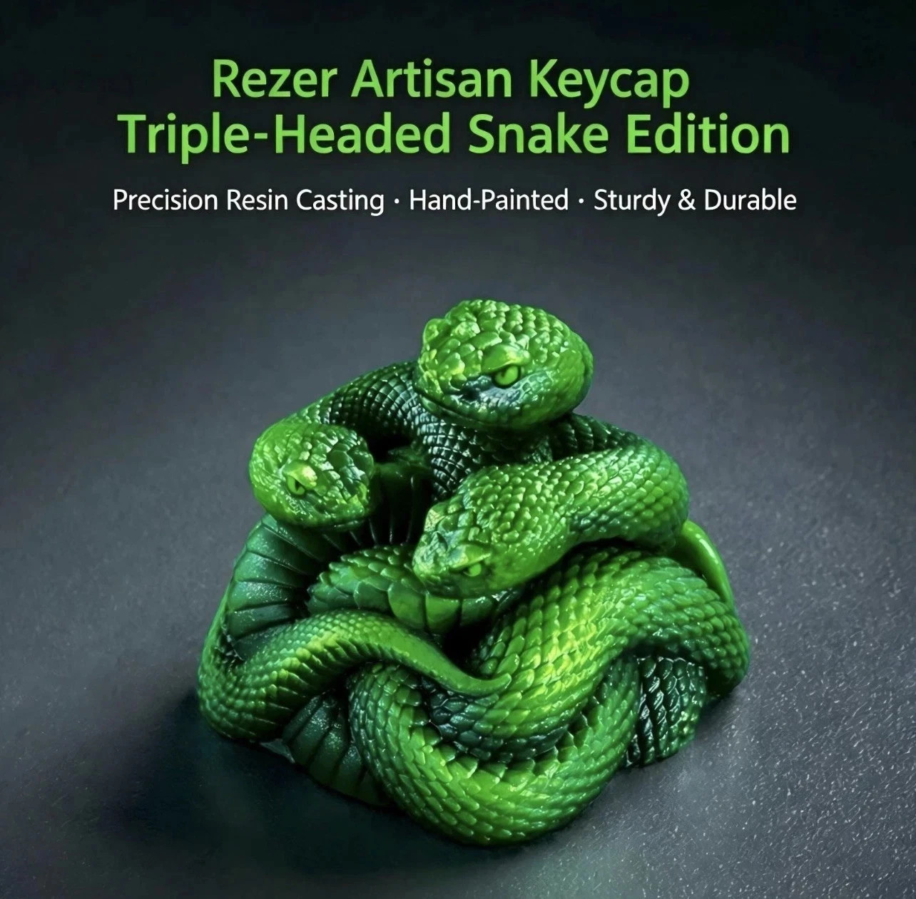 Razer Triple‑Headed Snake 3D Resin Artisan Single Mechanical Keyboard Keycap