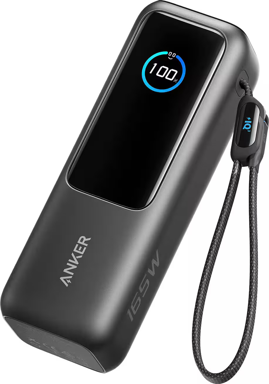 Anker - Laptop Power Bank (25K, 165W, Built-In and Retractable Cables) - Black