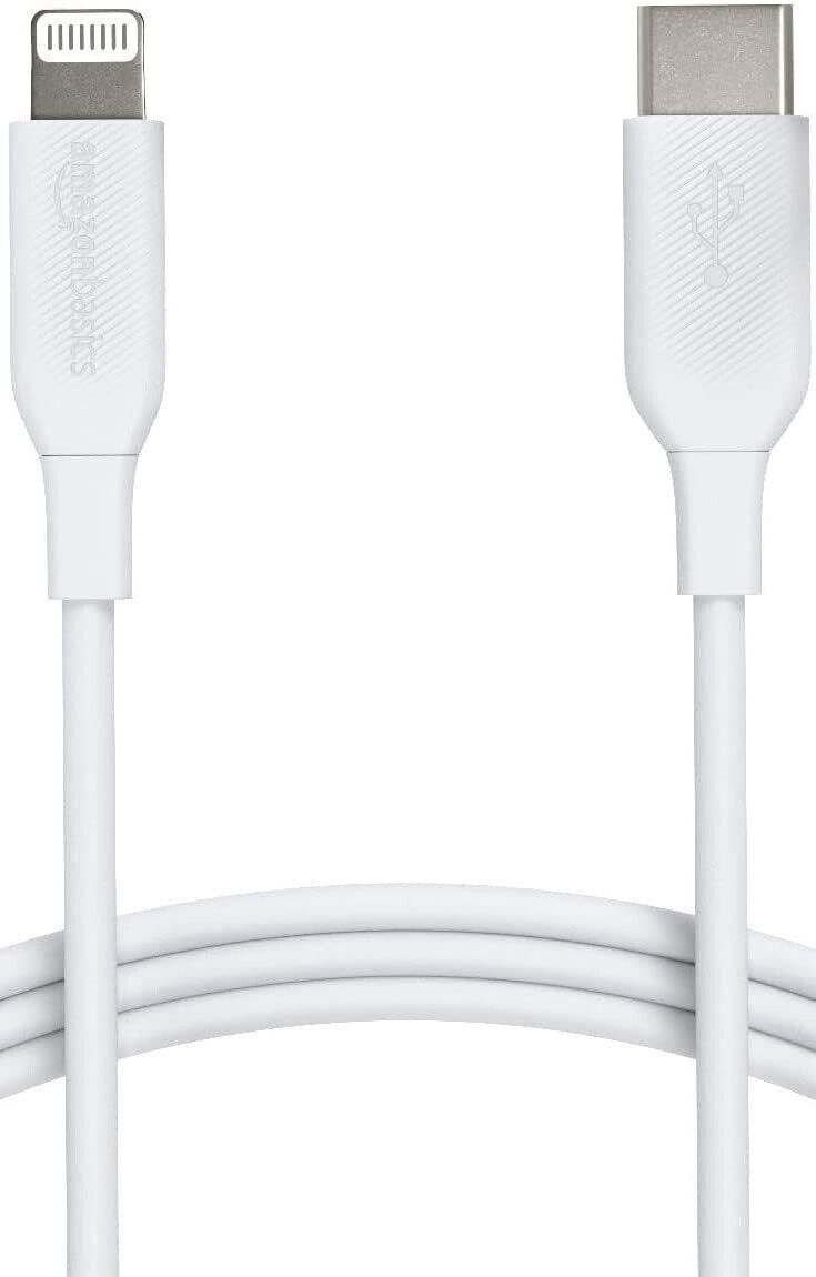 Amazon Basics USB-C to Lightning Cable, White, 6 Feet (A379)