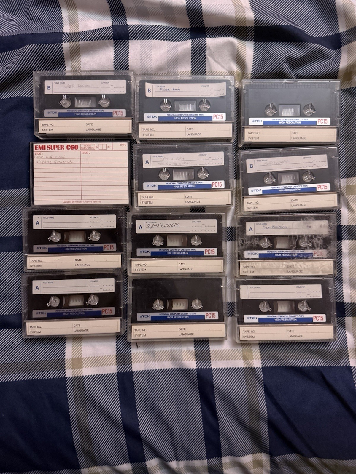 Lot of 12 Commodore Program Cassette Tapes w/ Handwritten Labels