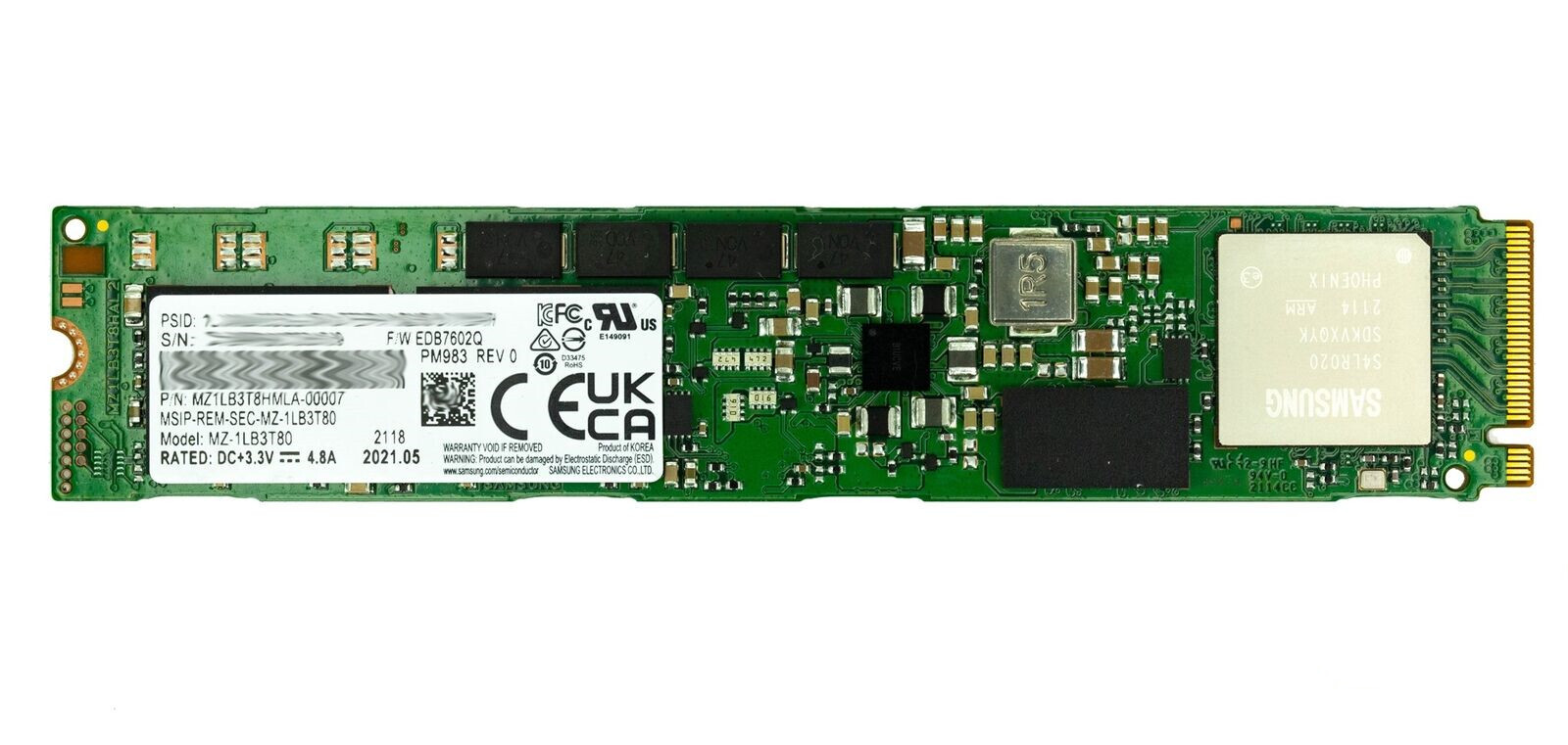 3.84TB 22110 M.2 SSD Samsung PM983 NVMe PCIe 3.0 x4 MZ-1LB3T80 DWPD 1.3