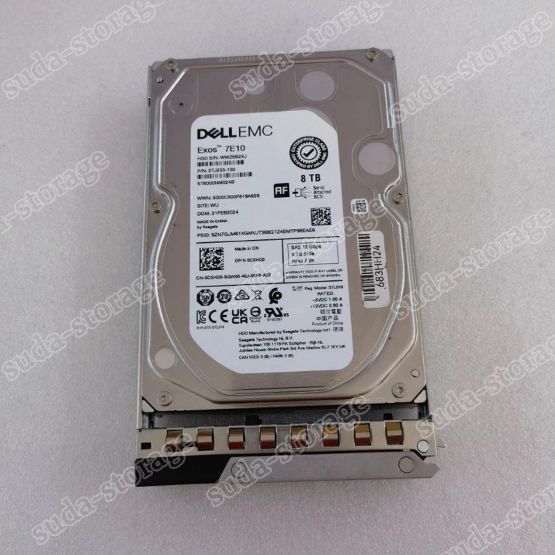 1PCS New 0C5HD0 C5HD0 Dell EMC 8TB SAS 12G 7.2K 512e 3.5'' Hard Drive HDD G14 K