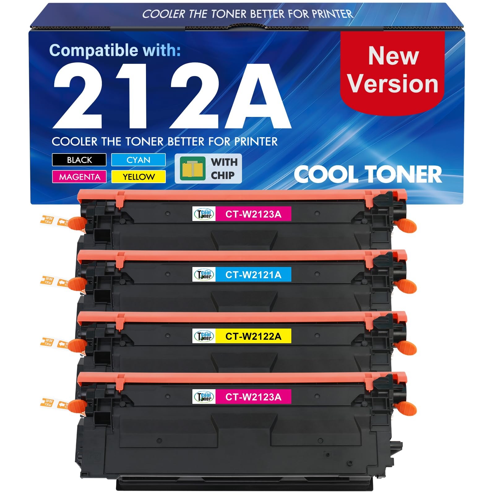 ** NEW HP Toner | 212A / 212X | Black / Color | With Chips | Compatible | 4-Pack