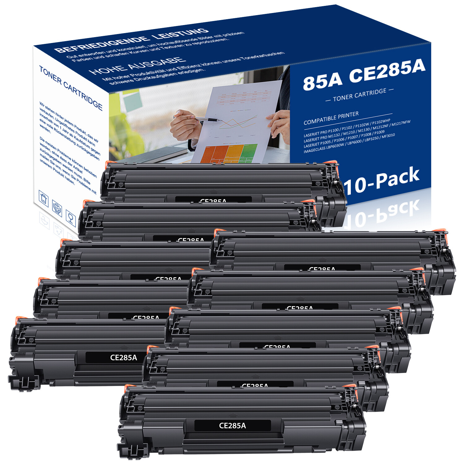 10PK New CE285A 85A Black Toner Cartridge for HP LaserJet P1102W M1217nfw MFP