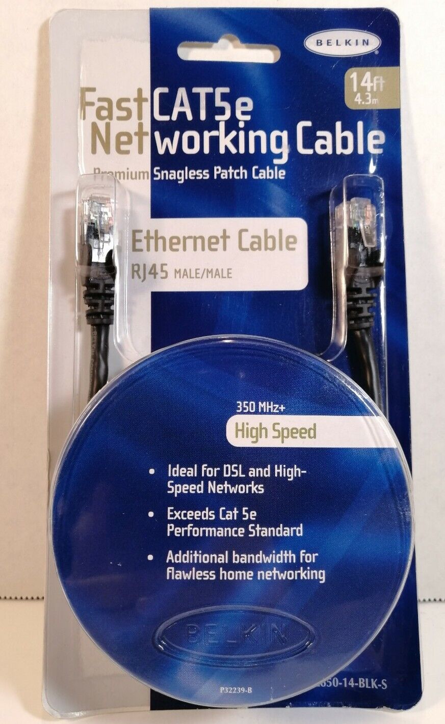 Belkin Fast CAT5e Networking Ethernet Cable RJ45 Male/Male 14 FT 4.2 M 350 MHz+
