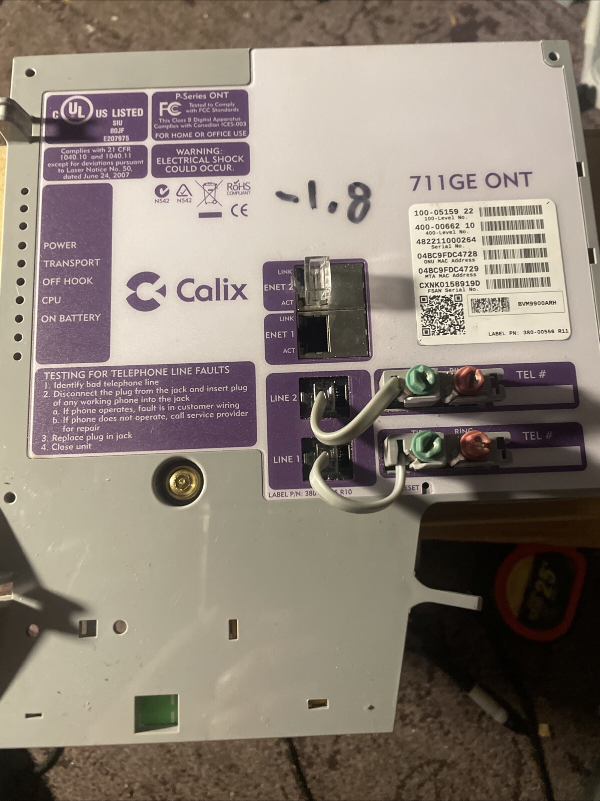 Calix 711GE ONT Optical Network Terminal Module 