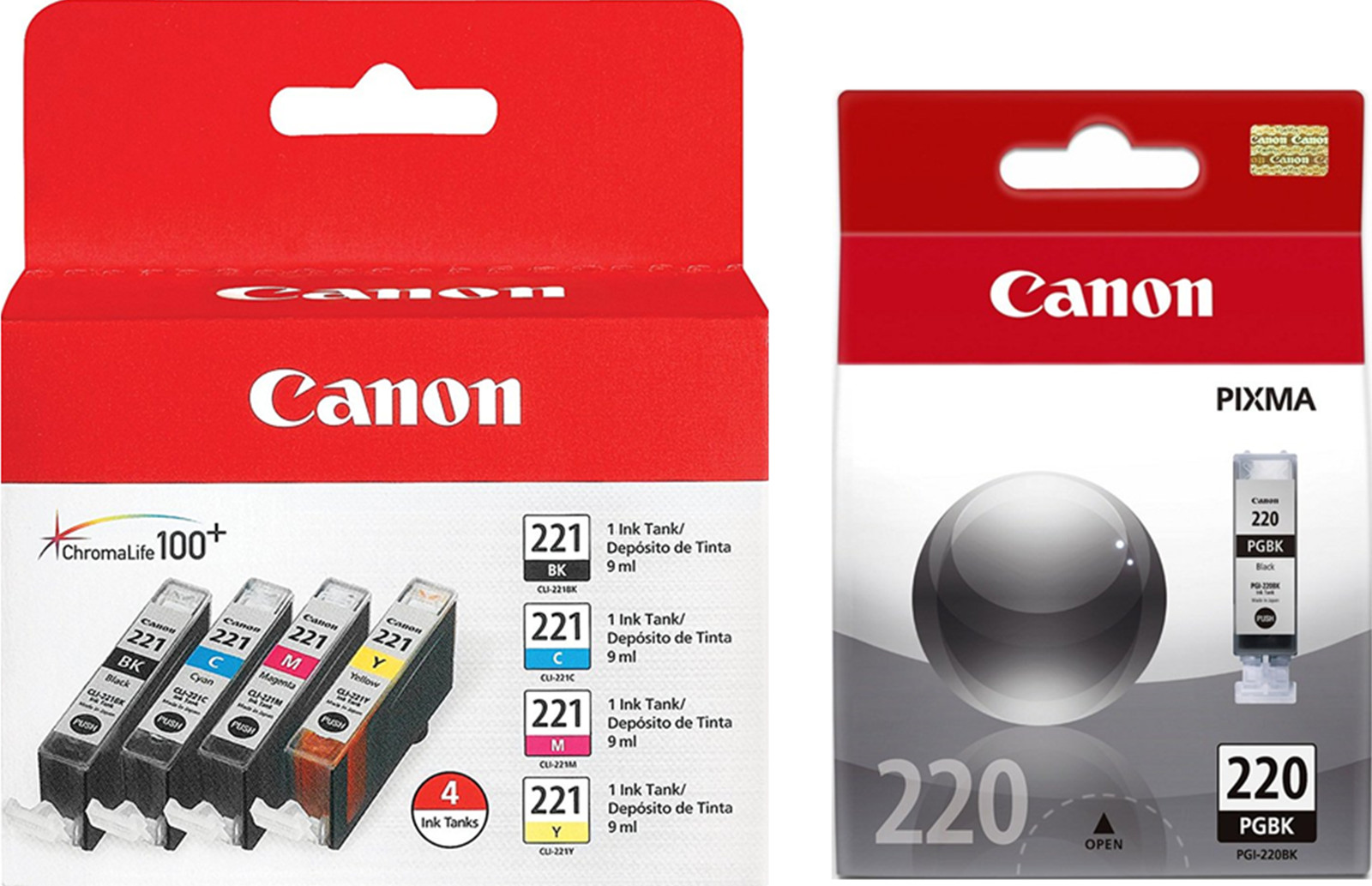 New Genuine Canon PGI-220 CLI-221 Black Color 5PK Ink Cartridges PIXMA iP3600
