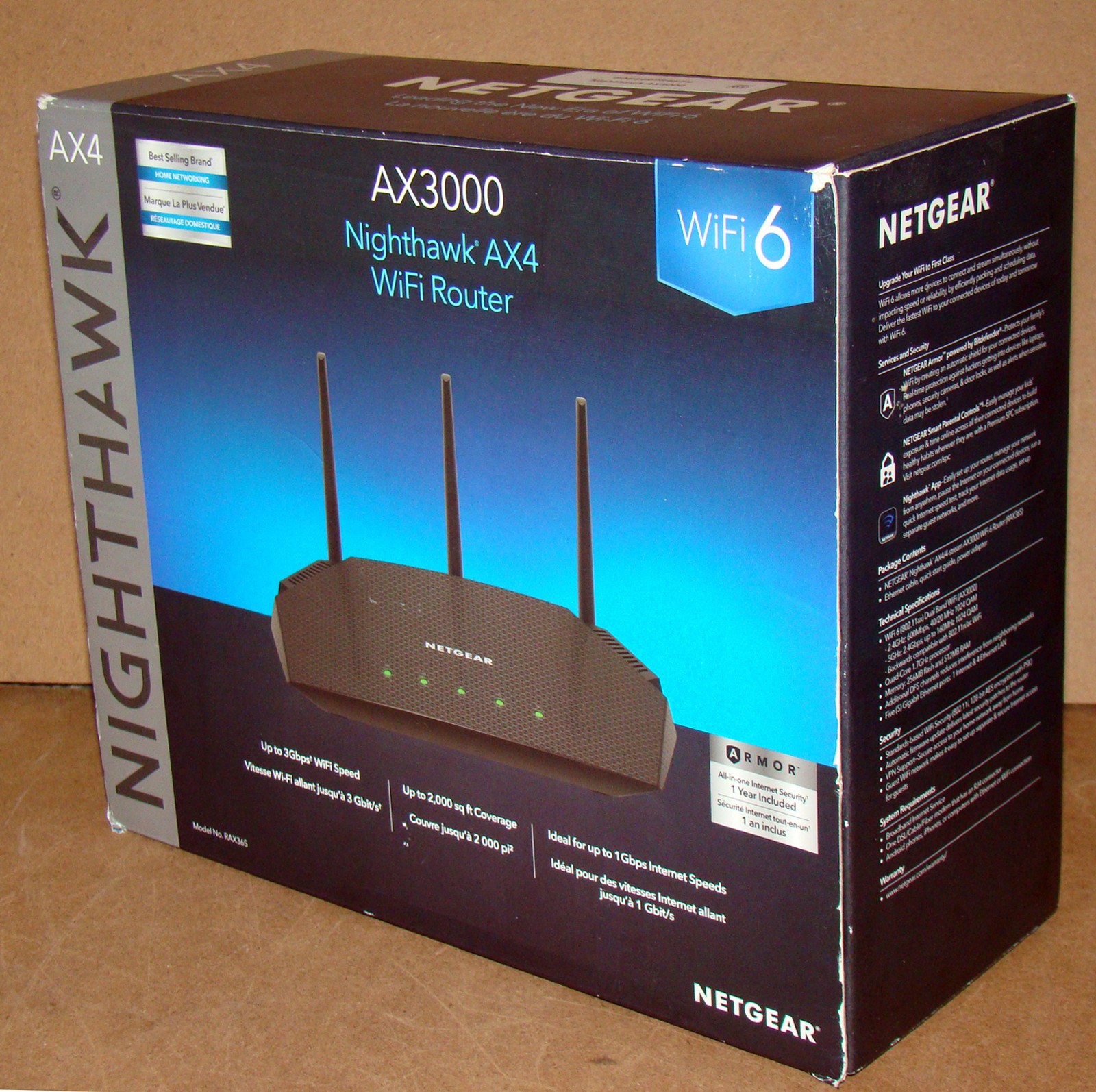 NETGEAR Nighthawk AX3000 AX4 WiFi 6 Dual-Band Gigabit Router RAX36S-100PAS