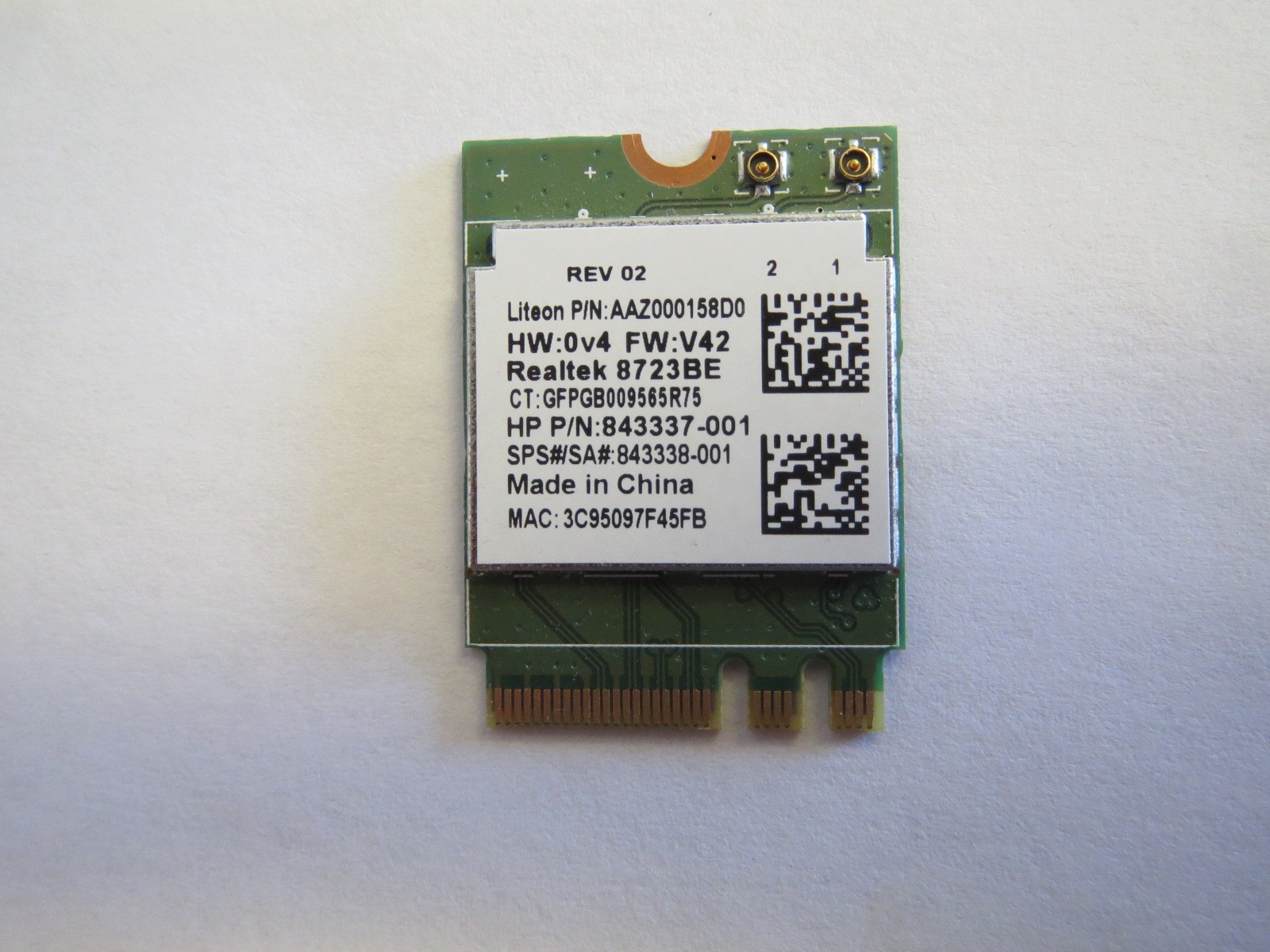 HP WiFi Wireless Card AAZ000158D0 with antennae - tested