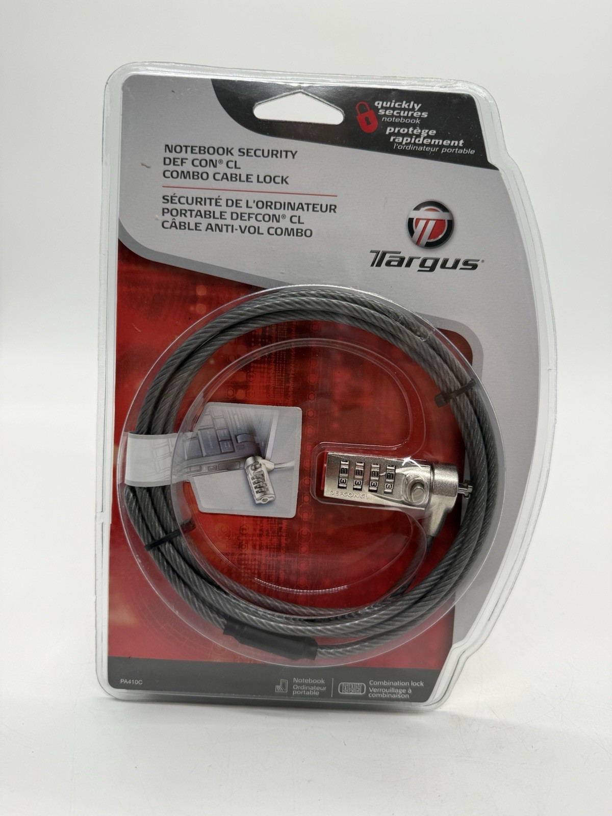 Targus Defcon CL Combo Cable Lock Notebook Security T-Lock PA410C 