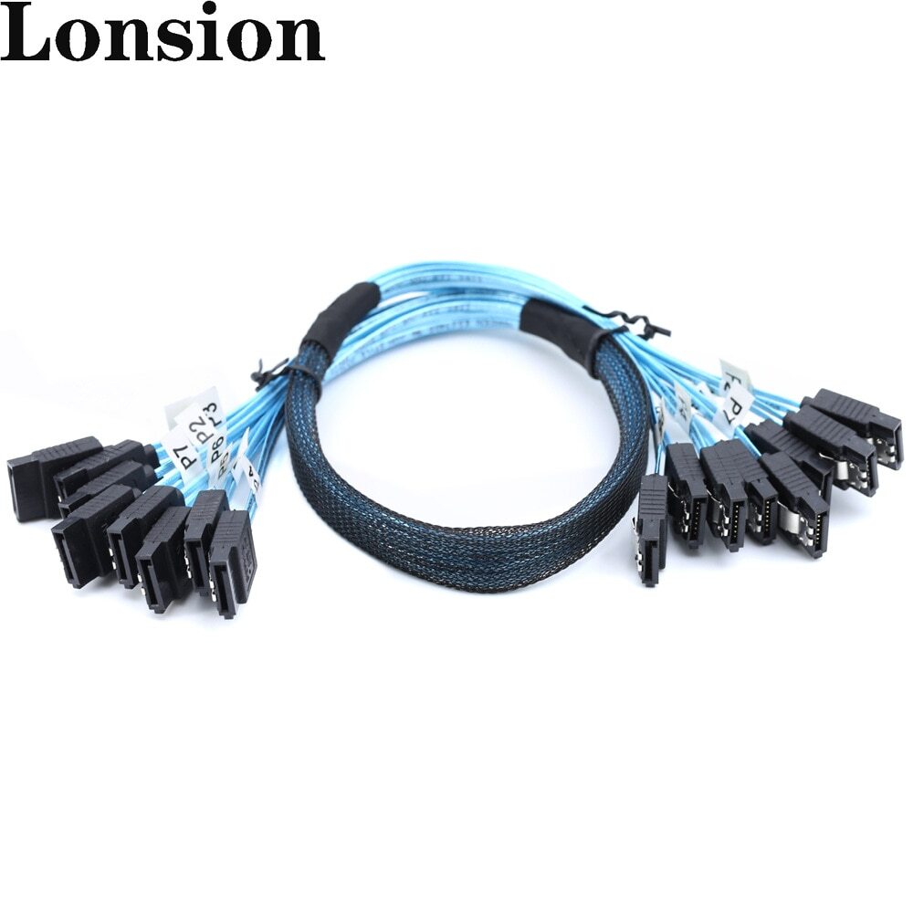 8 ports SATA 7P Female to 8 ports SATA 7 Pin 6Gbps Data Cable for Hard Disk SSD 