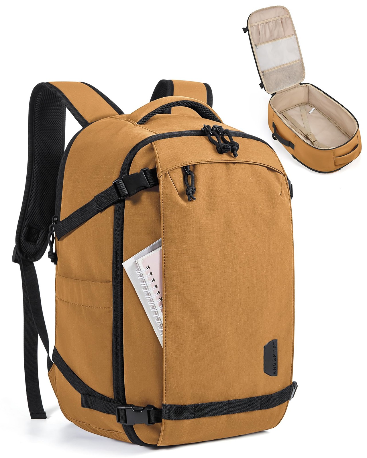 BAGSMART Travel Backpack for Women, 15.6 Inch Inch, Brownstone Yellow