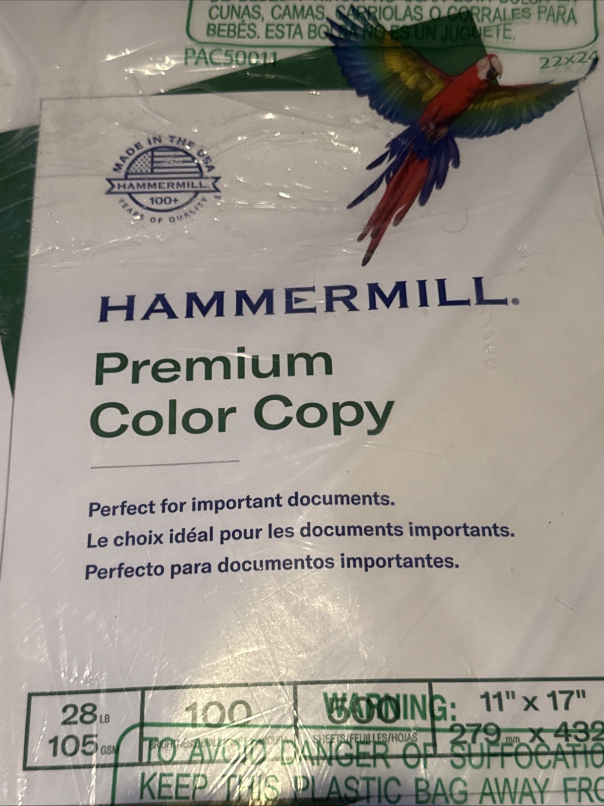 Hammermill Premium Color Copy Paper 28lb 500 Sheets 11x17 Super Bright White
