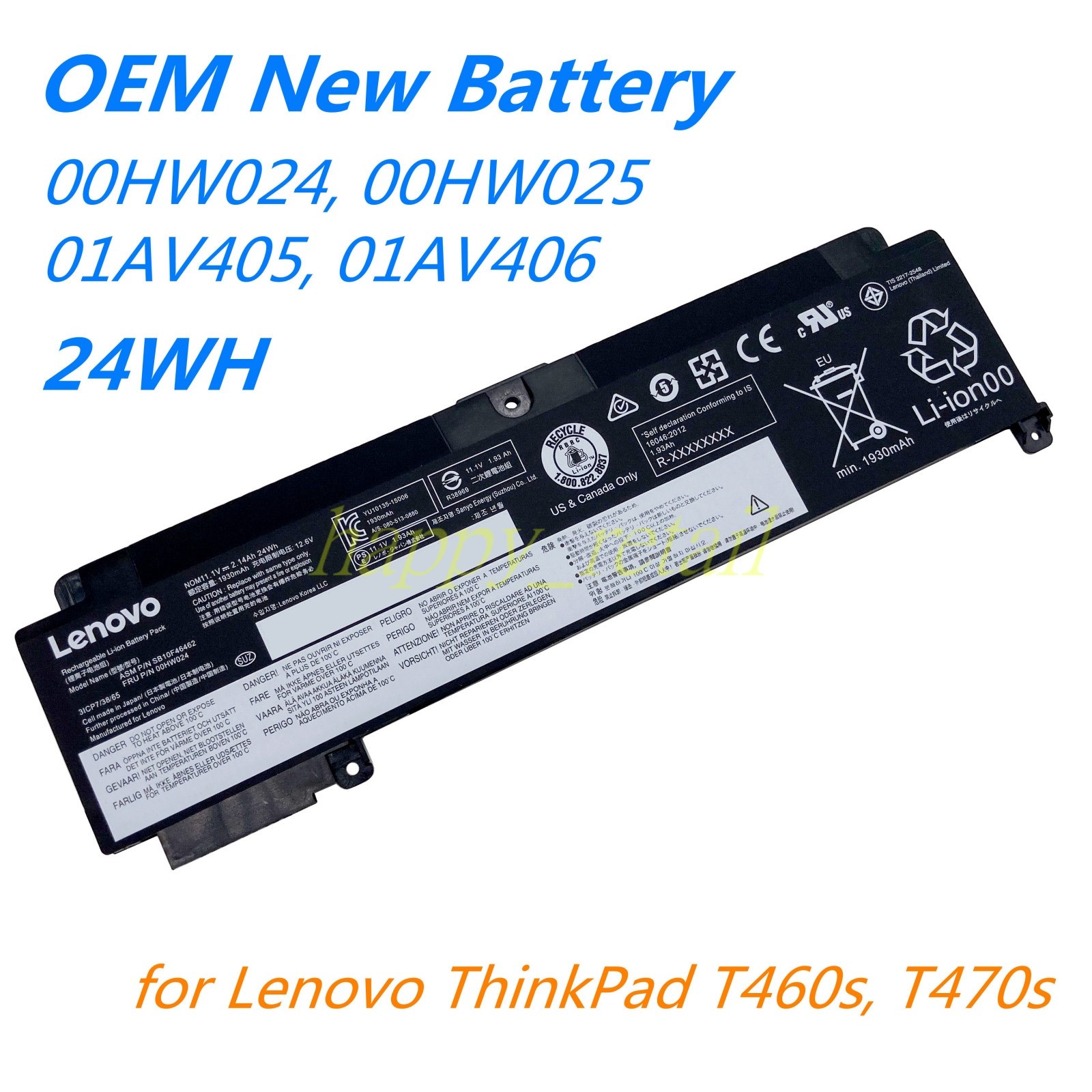 OEM Internal Battery 00HW024 For Lenovo ThinkPad T460s T470s 01AV405 01AV406