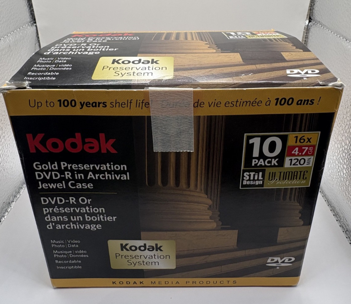 Kodak Gold Preservation DVD-R 16x 4.7GB Archival CAT 51102 - 8 New Discs HTF