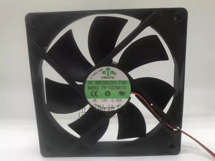 1PCS POWERYEAR PY-1225M12S DC12V 0.26A 12CM 12025 2-Wire Cooling Fan