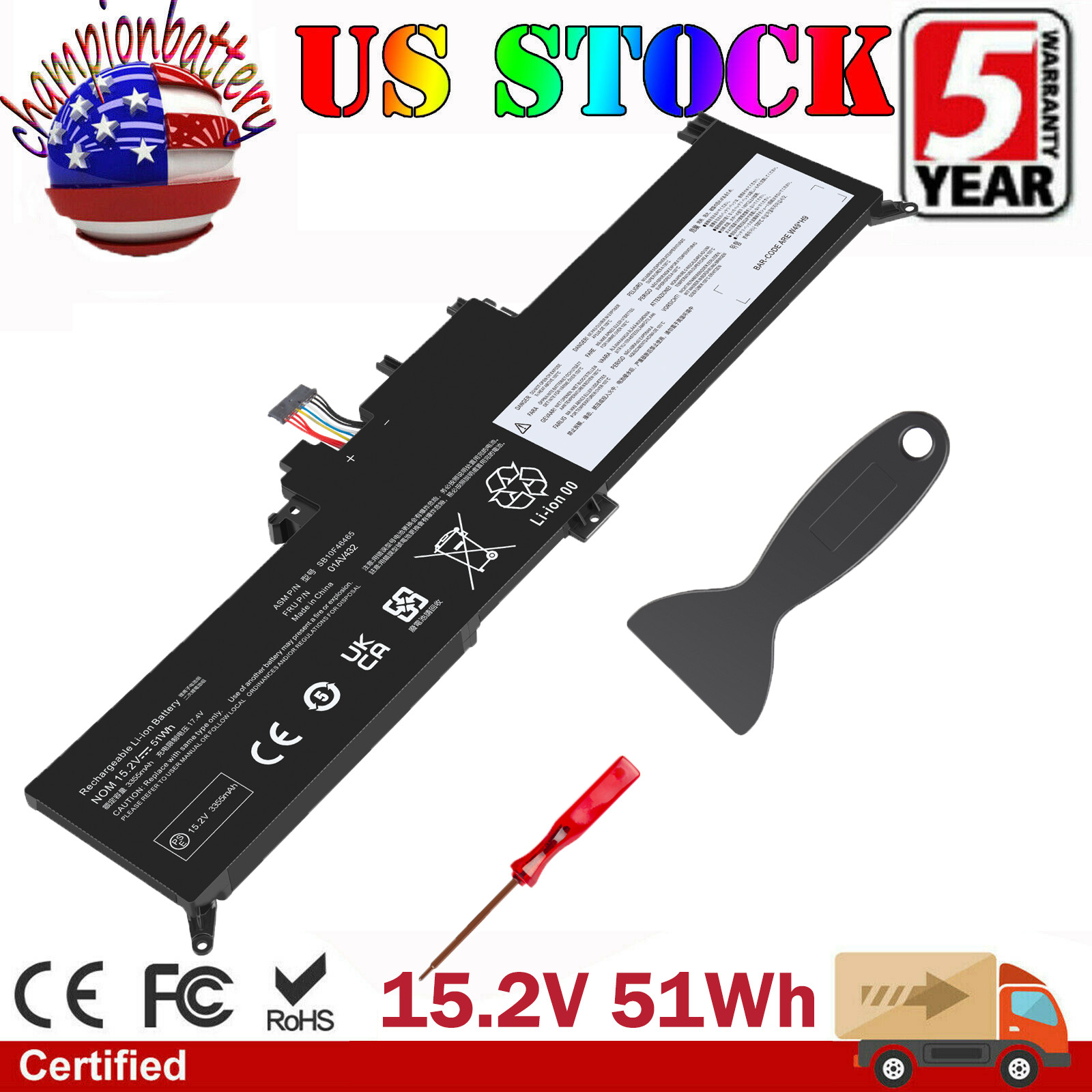 00HW027 01AV433 Battery for Lenovo ThinkPad X380 Yoga 260 370 X380 15.2V 51Wh 