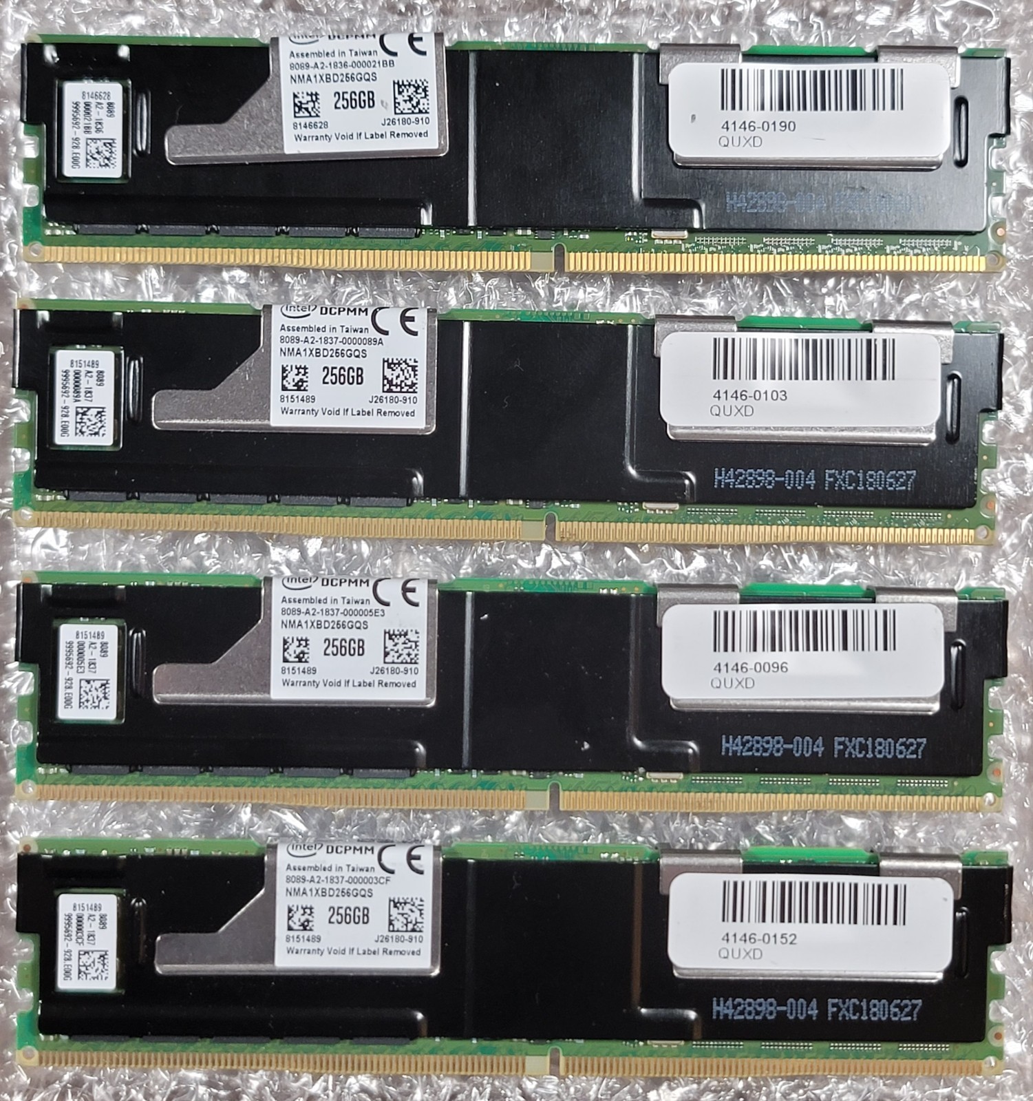 Lot 4x Intel Optane 256GB DCPMM NMA1XBD256GQS DDR4 2666 Persistent Memory 1TB