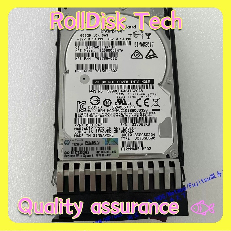 New HP J9F46A 787646-001 MSA 600GB 10K 12Gb/s SAS SFF 2.5" DP ENT HDD Hard Drive