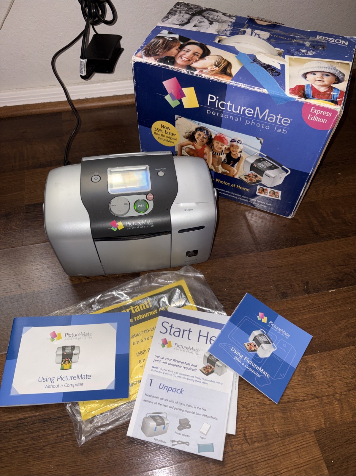 Epson PictureMate B271A Personal Photo Lab Photo Printer Gray w/ AC Power Cable