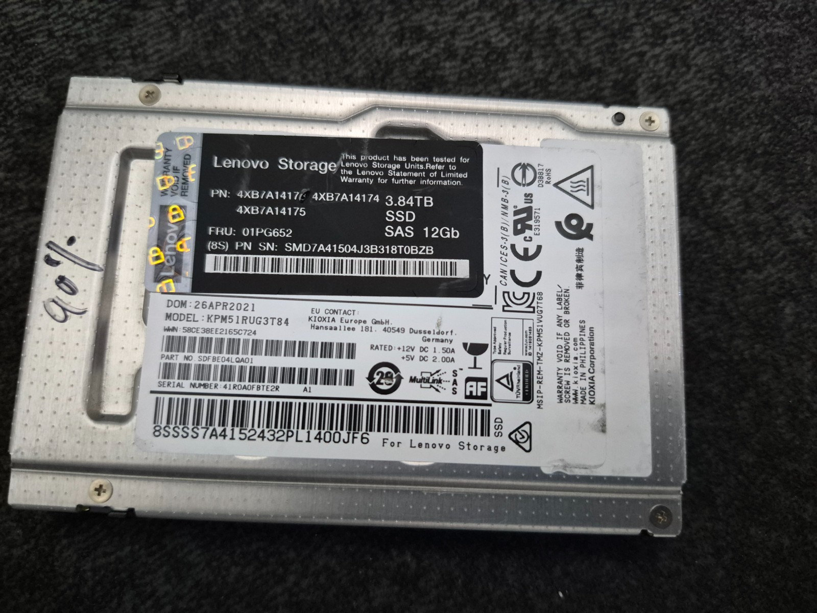 Toshiba PM5-R 3.84TB SAS 12GBps 2.5" Read Intensive SSD (KPM51RUG3T84) 90% test