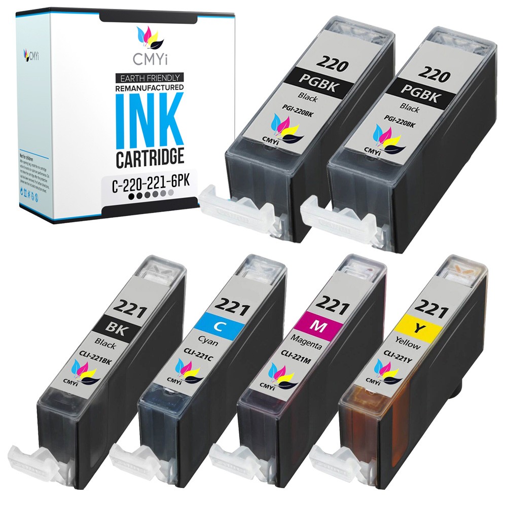 CMYi 6PK PGI-220 and CLI-221 Ink Cartridges for Canon PIXMA MP640R MP980 MP990