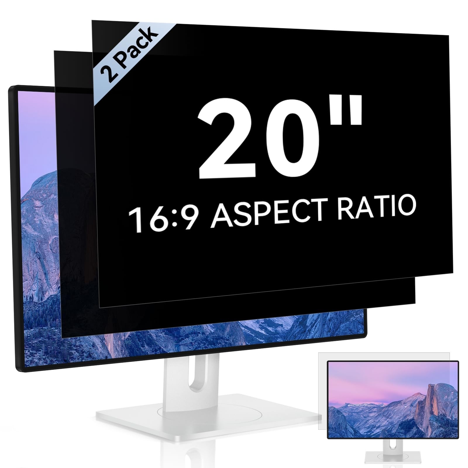 2 Pack 20 Inch Computer Privacy Screen for 16:9 Aspect Widescreen Monitor